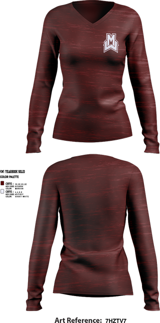 Womens Long Sleeve Vneck Shirt, Pioneers, , Teamtime, Team time, sublimation, custom sports apparel, team uniforms, spirit wear, spiritwear, sports uniforms, custom shirts, team store, custom team store, fundraiser sports, apparel fundraiser