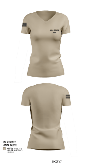 Womens Short Sleeve Vneck Shirt, G Co 334th BSB, National Guard, Teamtime, Team time, sublimation, custom sports apparel, team uniforms, spirit wear, spiritwear, sports uniforms, custom shirts, team store, custom team store, fundraiser sports, apparel fundraiser