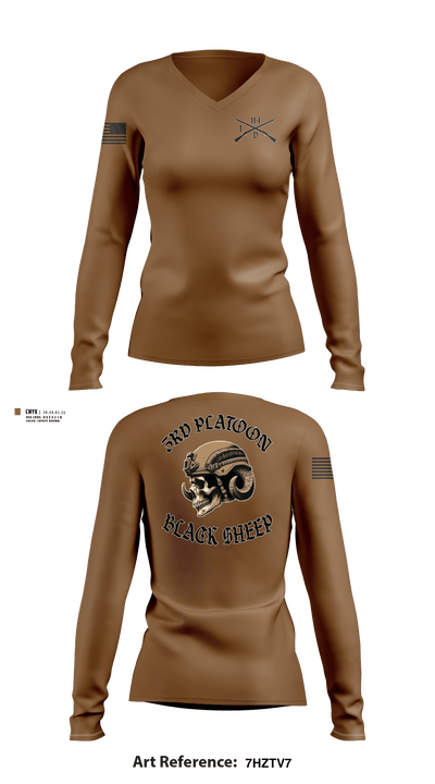3rd PLT Black Sheep 32884167 Women's Long Sleeve V-neck Shirt - 87