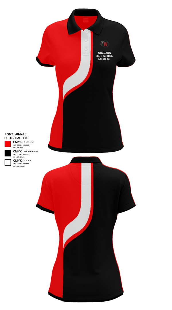 Women's Short Sleeve Performance Polo, Waccamaw High School Lacrosse, Women's Lacrosse, Teamtime, Team time, sublimation, custom sports apparel, team uniforms, spirit wear, spiritwear, sports uniforms, custom shirts, team store, custom team store, fundraiser sports, apparel fundraiser