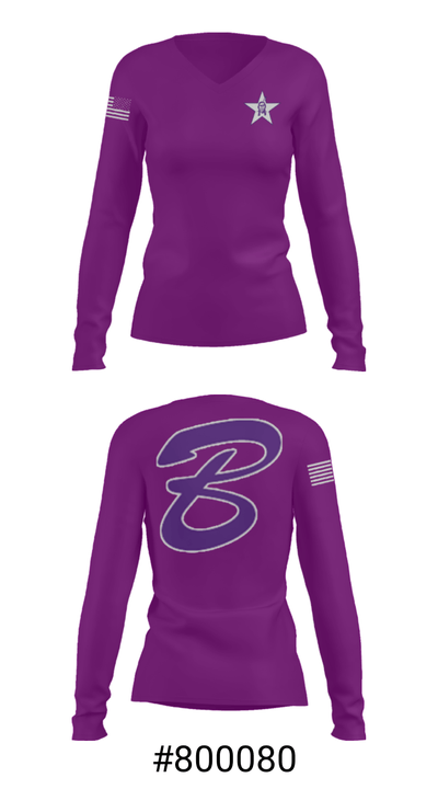 Bottineau High School 26399296 Women's Long Sleeve V-neck Shirt - 20