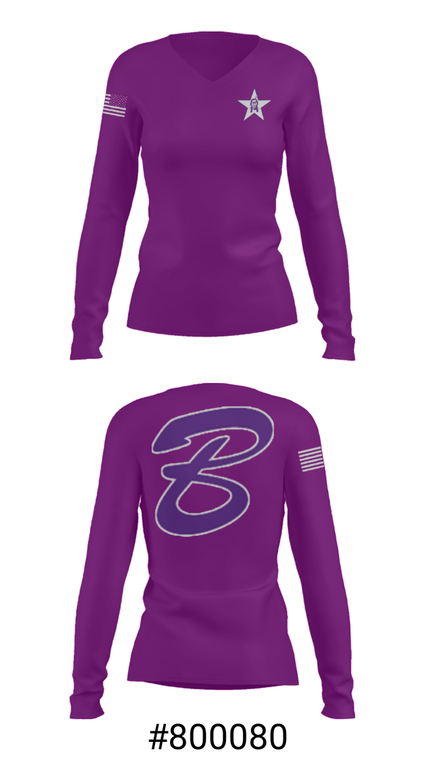 Women's Long Sleeve Vneck Shirt, Bottineau High School, Spirit Store, Teamtime, Team time, sublimation, custom sports apparel, team uniforms, spirit wear, spiritwear, sports uniforms, custom shirts, team store, custom team store, fundraiser sports, apparel fundraiser