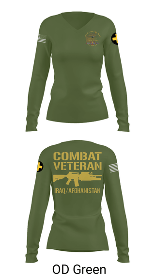 Women's Long Sleeve Vneck Shirt, 33rd Infantry, Army, Teamtime, Team time, sublimation, custom sports apparel, team uniforms, spirit wear, spiritwear, sports uniforms, custom shirts, team store, custom team store, fundraiser sports, apparel fundraiser