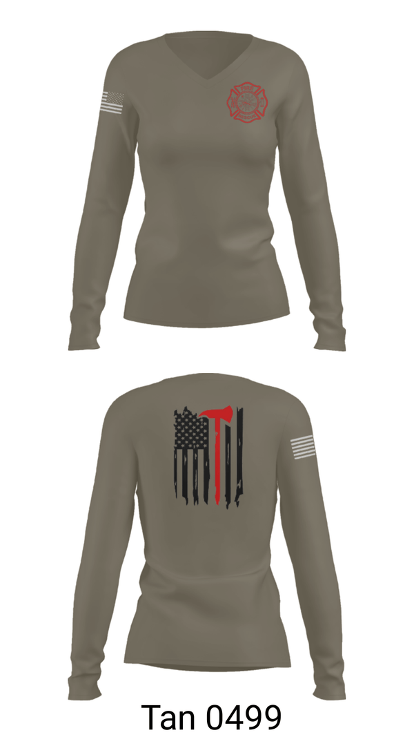 Women's Long Sleeve Vneck Shirt, Okay Fire & Rescue, Fire Department, Teamtime, Team time, sublimation, custom sports apparel, team uniforms, spirit wear, spiritwear, sports uniforms, custom shirts, team store, custom team store, fundraiser sports, apparel fundraiser