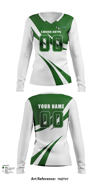 Cross Keys High School Volleyball 37059987 Women's Long Sleeve V-neck Shirt - 117