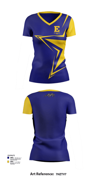 Womens Short Sleeve Vneck Shirt, Euclid High School Cheer, Cheer, Teamtime, Team time, sublimation, custom sports apparel, team uniforms, spirit wear, spiritwear, sports uniforms, custom shirts, team store, custom team store, fundraiser sports, apparel fundraiser