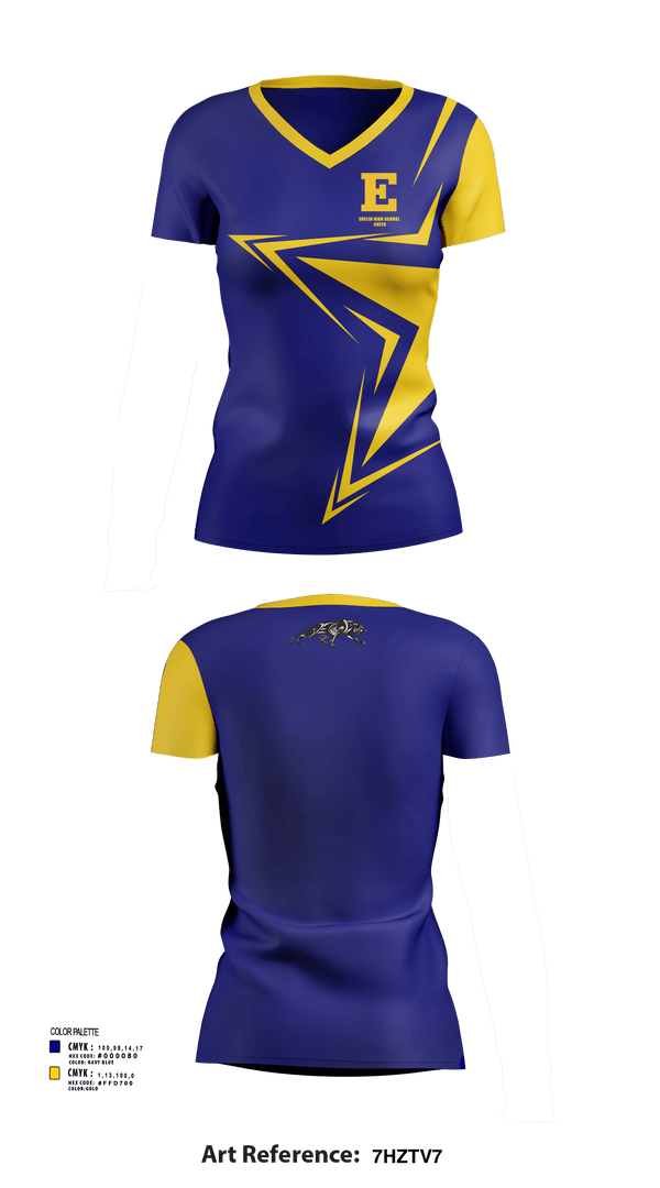 Womens Short Sleeve Vneck Shirt, Euclid High School Cheer, Cheer, Teamtime, Team time, sublimation, custom sports apparel, team uniforms, spirit wear, spiritwear, sports uniforms, custom shirts, team store, custom team store, fundraiser sports, apparel fundraiser