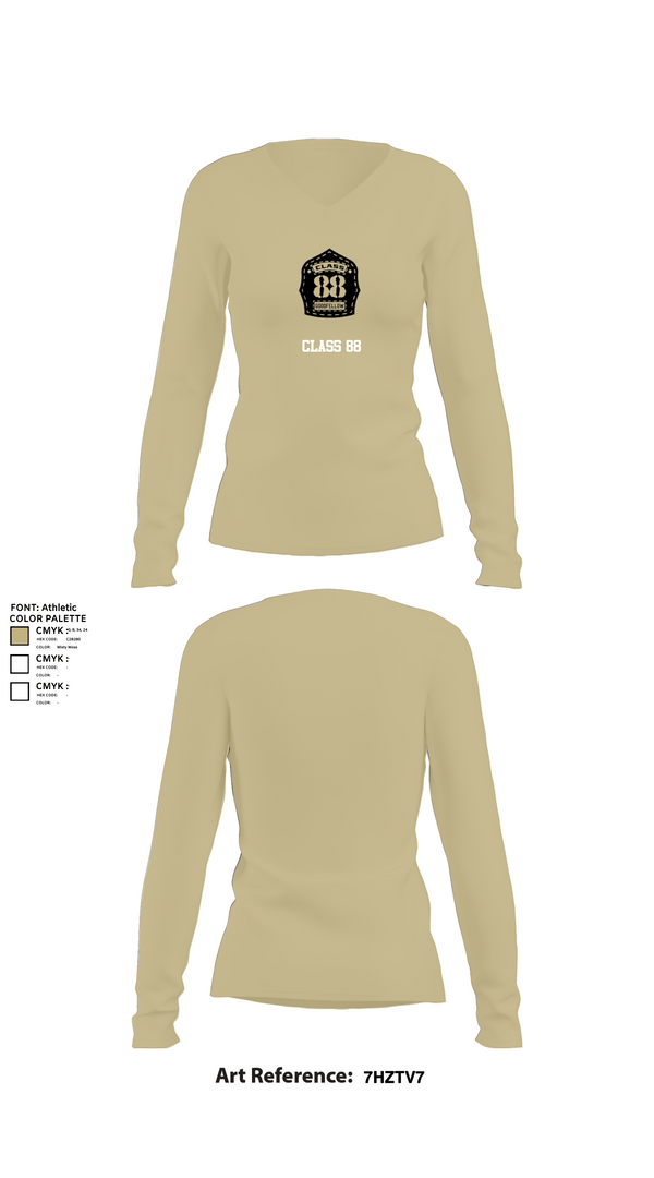Womens Long Sleeve Vneck Shirt, Class 88, Air Force, Teamtime, Team time, sublimation, custom sports apparel, team uniforms, spirit wear, spiritwear, sports uniforms, custom shirts, team store, custom team store, fundraiser sports, apparel fundraiser