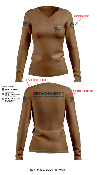 Womens Long Sleeve Vneck Shirt, Detachment 1, Air Force, Teamtime, Team time, sublimation, custom sports apparel, team uniforms, spirit wear, spiritwear, sports uniforms, custom shirts, team store, custom team store, fundraiser sports, apparel fundraiser