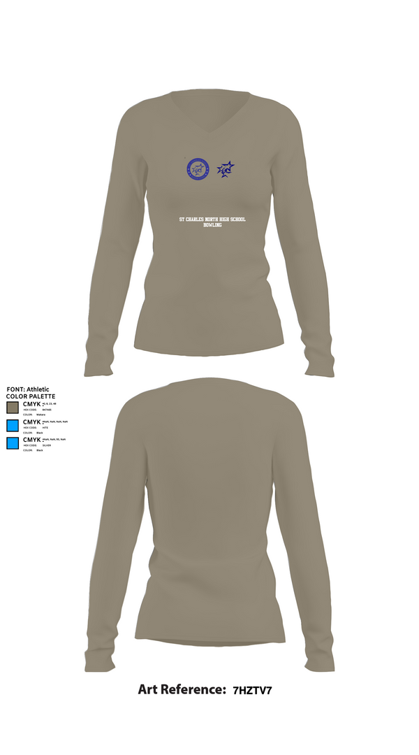 Womens Long Sleeve Vneck Shirt, St Charles North High School Bowling, Bowling, Teamtime, Team time, sublimation, custom sports apparel, team uniforms, spirit wear, spiritwear, sports uniforms, custom shirts, team store, custom team store, fundraiser sports, apparel fundraiser