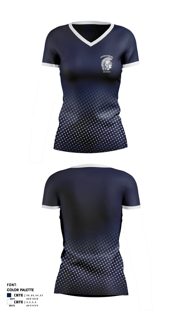 Womens Short Sleeve Vneck Shirt, Southeast High School Swimming, Swimming, Teamtime, Team time, sublimation, custom sports apparel, team uniforms, spirit wear, spiritwear, sports uniforms, custom shirts, team store, custom team store, fundraiser sports, apparel fundraiser