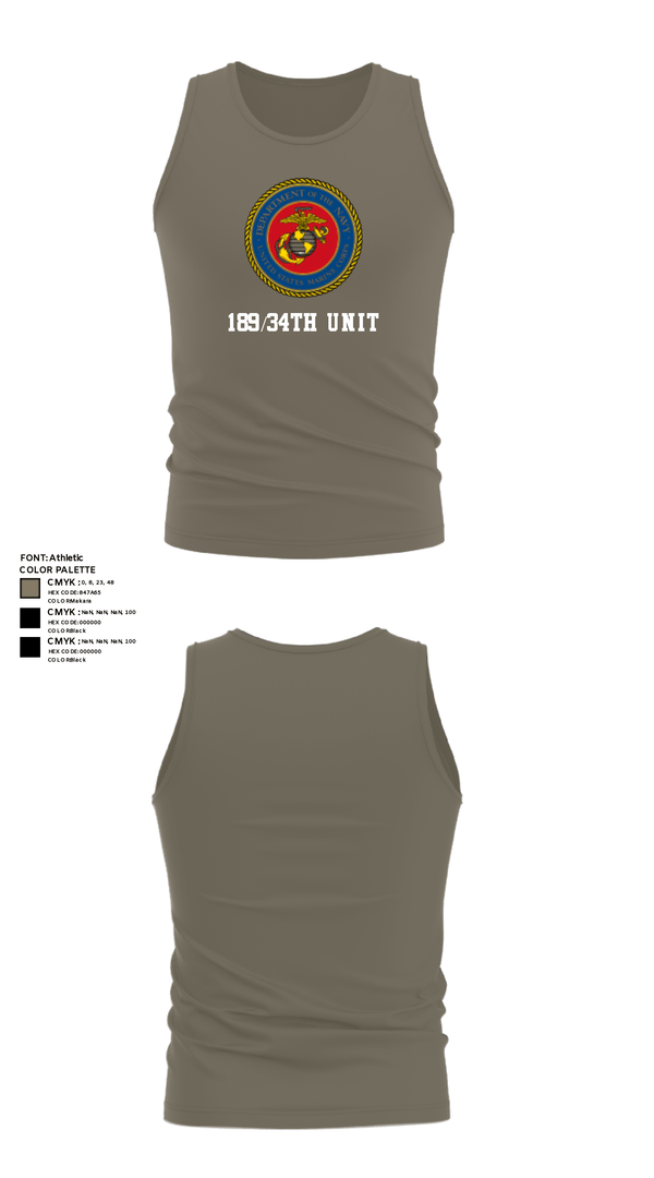 Tank Top, 189/34th unit, Marines, Teamtime, Team time, sublimation, custom sports apparel, team uniforms, spirit wear, spiritwear, sports uniforms, custom shirts, team store, custom team store, fundraiser sports, apparel fundraiser