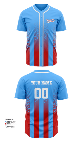 Full Button Baseball Jersey, Warriors baseball, Baseball, Teamtime, Team time, sublimation, custom sports apparel, team uniforms, spirit wear, spiritwear, sports uniforms, custom shirts, team store, custom team store, fundraiser sports, apparel fundraiser