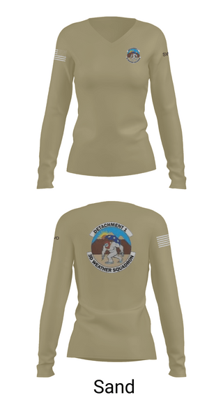 Womens Long Sleeve Vneck Shirt 1, Detachment 1, 3rd Combat Weather Sqd, Air Force, Teamtime, Team time, sublimation, custom sports apparel, team uniforms, spirit wear, spiritwear, sports uniforms, custom shirts, team store, custom team store, fundraiser sports, apparel fundraiser