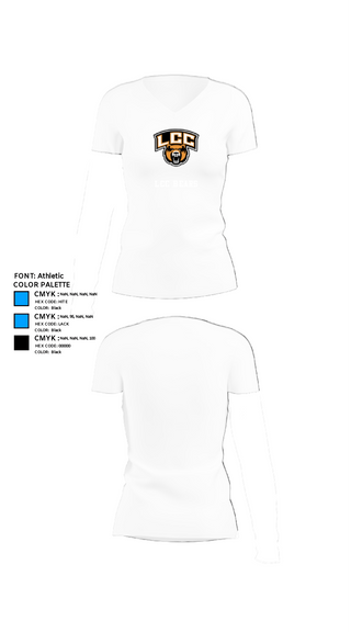 Womens Short Sleeve Vneck Shirt, LCC Bears, Golf, Teamtime, Team time, sublimation, custom sports apparel, team uniforms, spirit wear, spiritwear, sports uniforms, custom shirts, team store, custom team store, fundraiser sports, apparel fundraiser