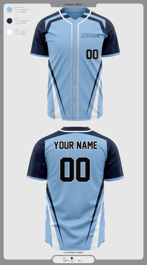 Full Button Baseball Jersey, Chiefs, Baseball, Teamtime, Team time, sublimation, custom sports apparel, team uniforms, spirit wear, spiritwear, sports uniforms, custom shirts, team store, custom team store, fundraiser sports, apparel fundraiser
