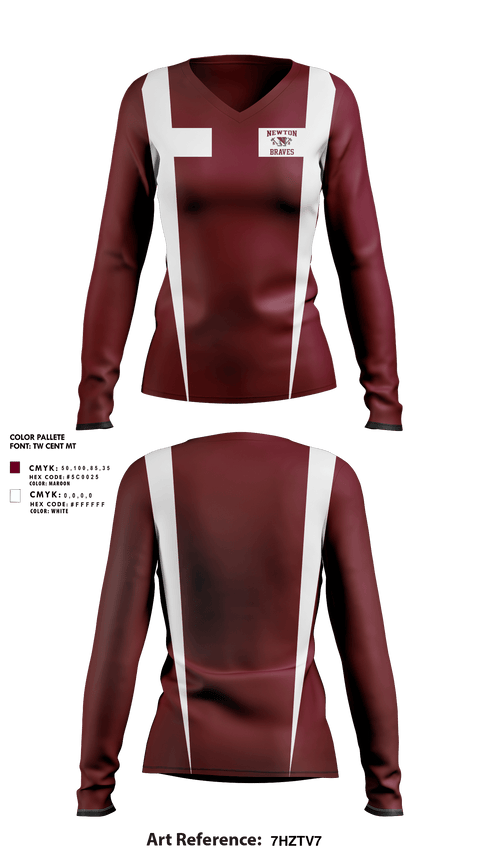 Womens Long Sleeve Vneck Shirt 1, Newton High School Basketball, Women's Basketball, Teamtime, Team time, sublimation, custom sports apparel, team uniforms, spirit wear, spiritwear, sports uniforms, custom shirts, team store, custom team store, fundraiser sports, apparel fundraiser