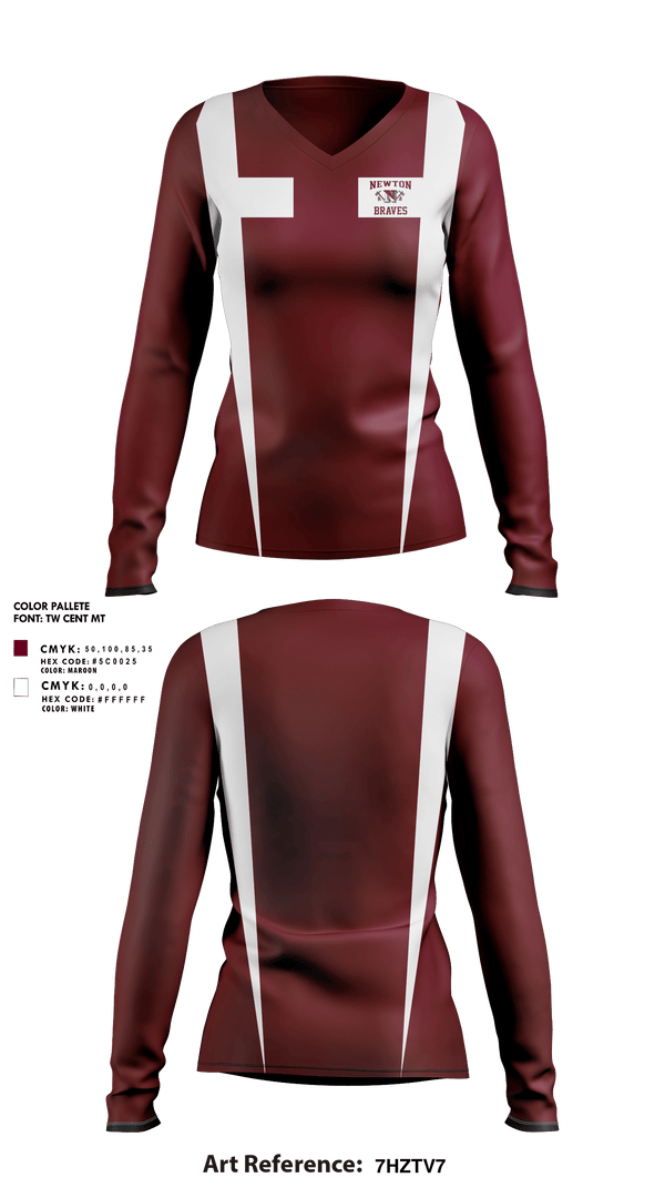 Womens Long Sleeve Vneck Shirt 1, Newton High School Basketball, Women's Basketball, Teamtime, Team time, sublimation, custom sports apparel, team uniforms, spirit wear, spiritwear, sports uniforms, custom shirts, team store, custom team store, fundraiser sports, apparel fundraiser