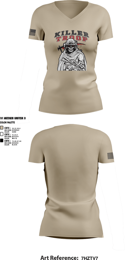 3/2CR Killer Troop 6220684 Women's Short Sleeve V-neck Shirt - 1