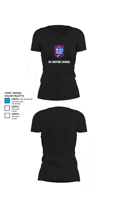 911 Driving School 70833524 Women's Short Sleeve V-neck Shirt - 37