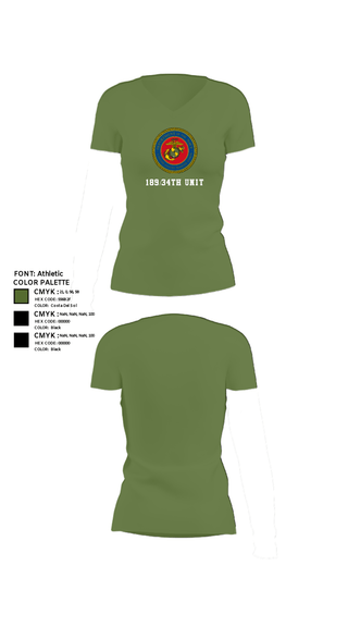 Women's Short Sleeve Vneck Shirt, 189/34th unit, Marines, Teamtime, Team time, sublimation, custom sports apparel, team uniforms, spirit wear, spiritwear, sports uniforms, custom shirts, team store, custom team store, fundraiser sports, apparel fundraiser