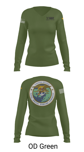 Womens Long Sleeve Vneck Shirt, SEAL Team, Navy, Teamtime, Team time, sublimation, custom sports apparel, team uniforms, spirit wear, spiritwear, sports uniforms, custom shirts, team store, custom team store, fundraiser sports, apparel fundraiser