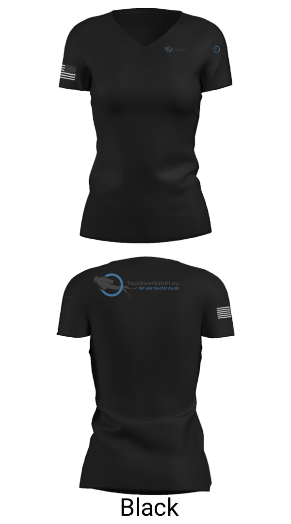 Women's Short Sleeve Vneck Shirt, Tauchwerkstatt.eu, , Teamtime, Team time, sublimation, custom sports apparel, team uniforms, spirit wear, spiritwear, sports uniforms, custom shirts, team store, custom team store, fundraiser sports, apparel fundraiser