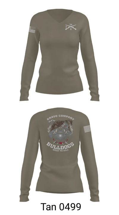 B/3-34 Bulldogs 76121406 Women's Long Sleeve V-neck Shirt - 77