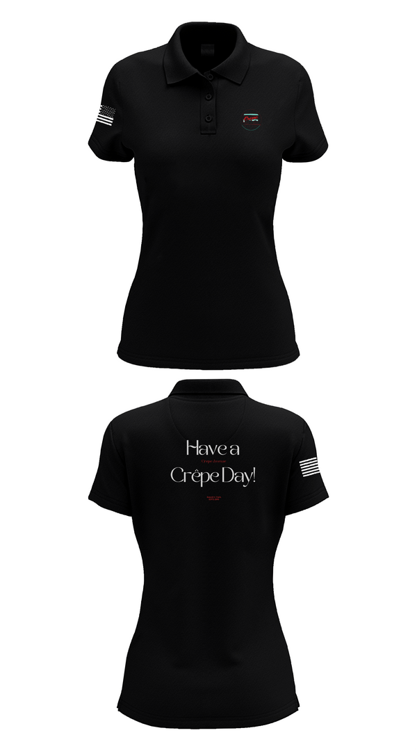 Womens Short Sleeve Performance Polo, Crepe Avenue, , Teamtime, Team time, sublimation, custom sports apparel, team uniforms, spirit wear, spiritwear, sports uniforms, custom shirts, team store, custom team store, fundraiser sports, apparel fundraiser