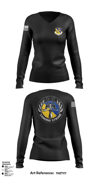 Womens Long Sleeve Vneck Shirt, 374 Airlift Wing, Air Force, Teamtime, Team time, sublimation, custom sports apparel, team uniforms, spirit wear, spiritwear, sports uniforms, custom shirts, team store, custom team store, fundraiser sports, apparel fundraiser