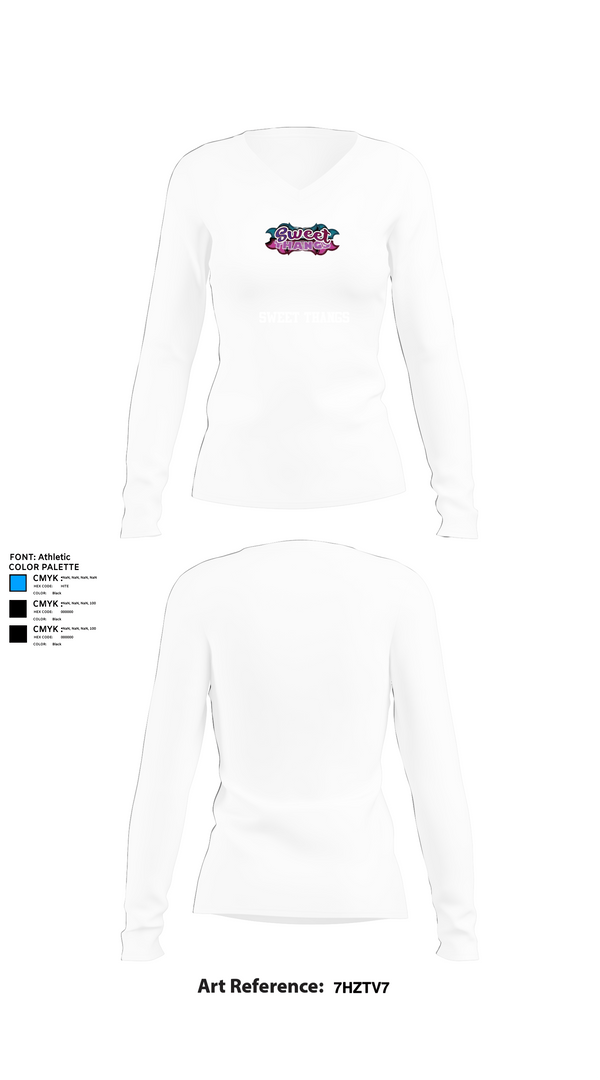 Womens Long Sleeve Vneck Shirt 1, Sweet Thangs, , Teamtime, Team time, sublimation, custom sports apparel, team uniforms, spirit wear, spiritwear, sports uniforms, custom shirts, team store, custom team store, fundraiser sports, apparel fundraiser