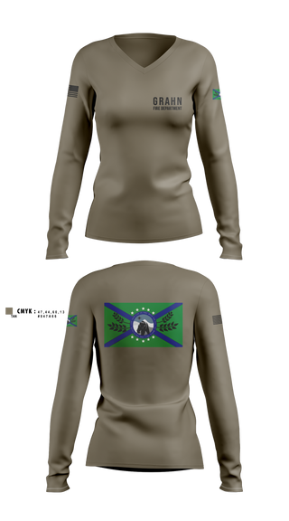 Womens Long Sleeve Vneck Shirt, Grahn Fire DepartmentAPR, Fire Department, Teamtime, Team time, sublimation, custom sports apparel, team uniforms, spirit wear, spiritwear, sports uniforms, custom shirts, team store, custom team store, fundraiser sports, apparel fundraiser