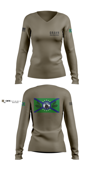 Grahn Fire DepartmentAPR 45337631 Women's Long Sleeve V-neck Shirt - 2