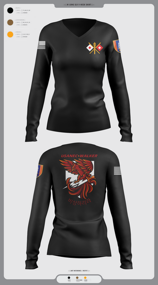 Womens Long Sleeve Vneck Shirt 1, USANEC-WALKER, Army, Teamtime, Team time, sublimation, custom sports apparel, team uniforms, spirit wear, spiritwear, sports uniforms, custom shirts, team store, custom team store, fundraiser sports, apparel fundraiser