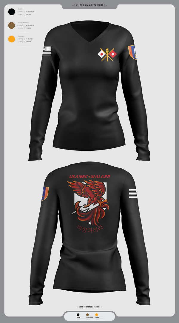 Womens Long Sleeve Vneck Shirt 1, USANEC-WALKER, Army, Teamtime, Team time, sublimation, custom sports apparel, team uniforms, spirit wear, spiritwear, sports uniforms, custom shirts, team store, custom team store, fundraiser sports, apparel fundraiser