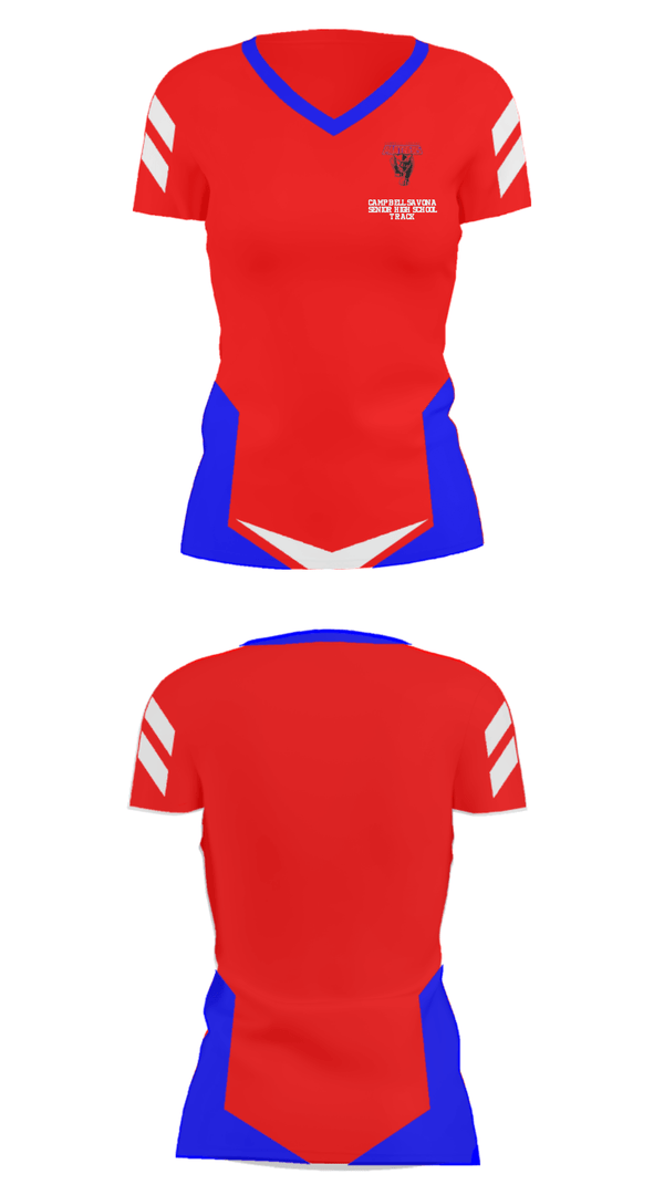 Women's Short Sleeve Vneck Shirt, Campbell-Savona Senior High School Track, Track & Field, Teamtime, Team time, sublimation, custom sports apparel, team uniforms, spirit wear, spiritwear, sports uniforms, custom shirts, team store, custom team store, fundraiser sports, apparel fundraiser