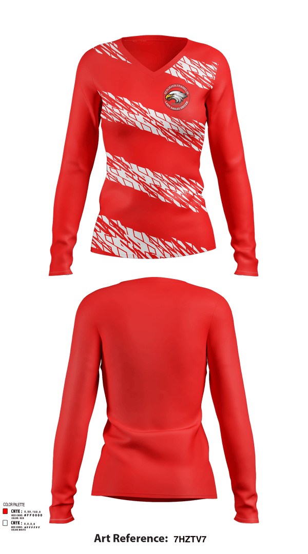 Womens Long Sleeve Vneck Shirt, Benjamin Franklin Middle School Soccer, Men's Soccer, Teamtime, Team time, sublimation, custom sports apparel, team uniforms, spirit wear, spiritwear, sports uniforms, custom shirts, team store, custom team store, fundraiser sports, apparel fundraiser