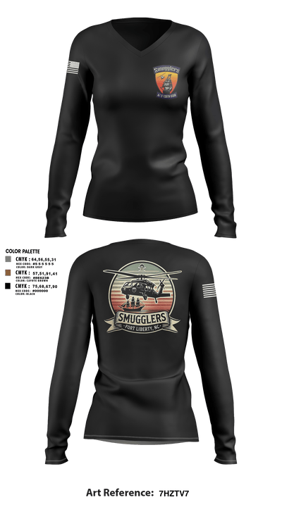 A/2135th GSAB “SMUGGLERS” 66831514 Women's Long Sleeve V-neck Shirt -1 113