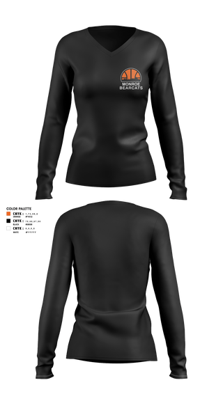 Womens Long Sleeve Vneck Shirt, Monroe High School Basketball, Women's Basketball, Teamtime, Team time, sublimation, custom sports apparel, team uniforms, spirit wear, spiritwear, sports uniforms, custom shirts, team store, custom team store, fundraiser sports, apparel fundraiser