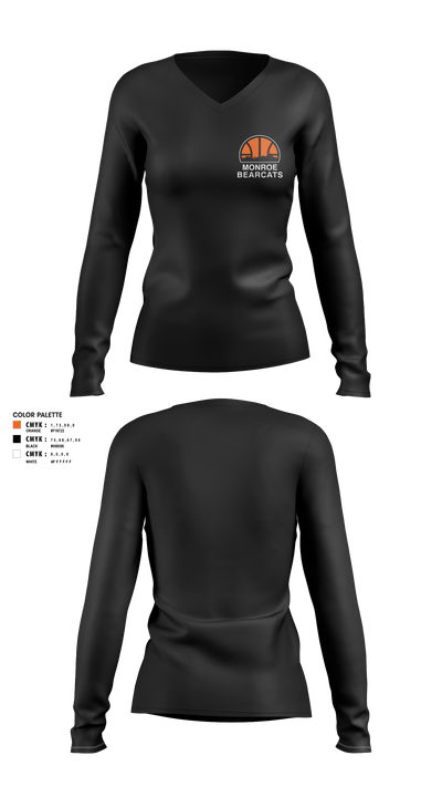 Monroe High School Basketball 86135082 Women's Long Sleeve V-neck Shirt - 4