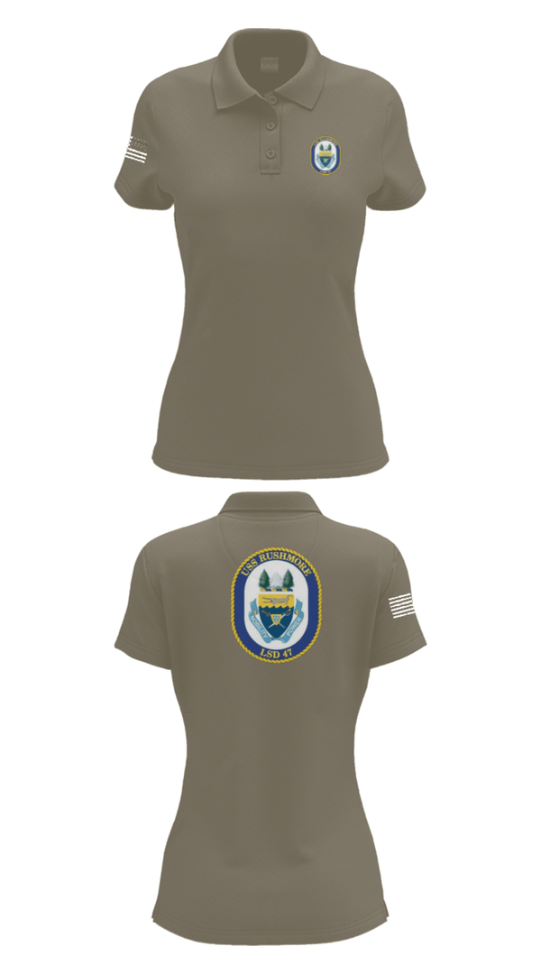 Women's Short Sleeve Performance Polo, USS RUSHMORE, Navy, Teamtime, Team time, sublimation, custom sports apparel, team uniforms, spirit wear, spiritwear, sports uniforms, custom shirts, team store, custom team store, fundraiser sports, apparel fundraiser