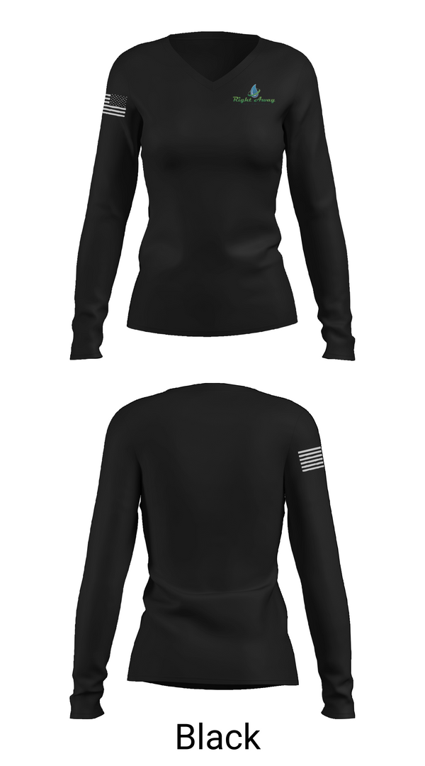 Womens Long Sleeve Vneck Shirt, Right away plumbing sewer heating cooling, , Teamtime, Team time, sublimation, custom sports apparel, team uniforms, spirit wear, spiritwear, sports uniforms, custom shirts, team store, custom team store, fundraiser sports, apparel fundraiser
