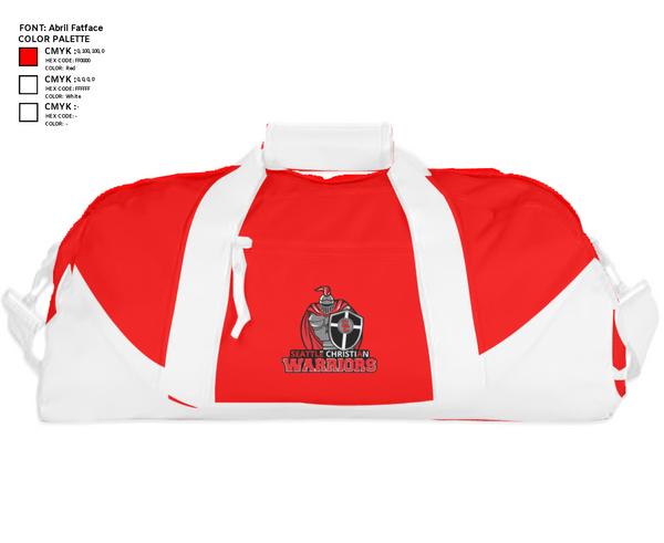 Duffle Bag, Seattle Christian School (High School) Track, Track & Field, Teamtime, Team time, sublimation, custom sports apparel, team uniforms, spirit wear, spiritwear, sports uniforms, custom shirts, team store, custom team store, fundraiser sports, apparel fundraiser