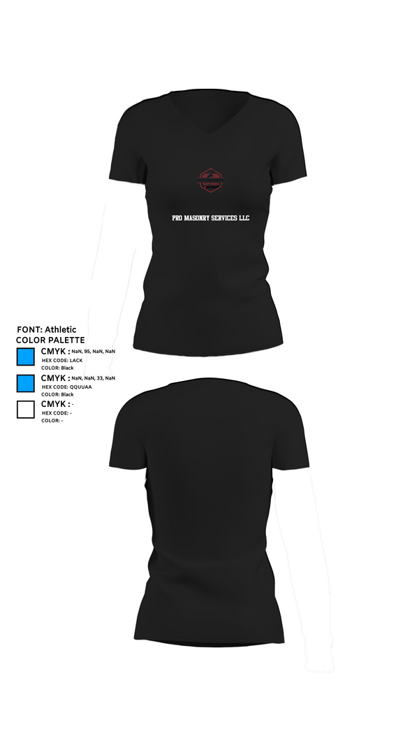 Womens Short Sleeve Vneck Shirt, Pro Masonry Services LLC, , Teamtime, Team time, sublimation, custom sports apparel, team uniforms, spirit wear, spiritwear, sports uniforms, custom shirts, team store, custom team store, fundraiser sports, apparel fundraiser