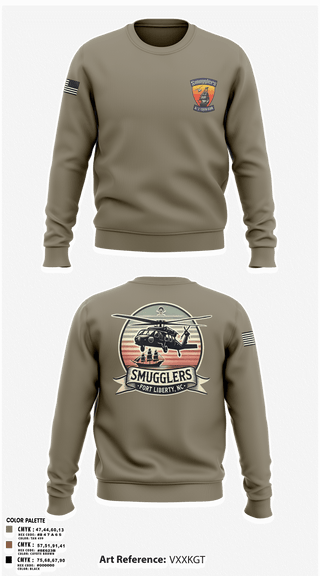 Crew Neck Sweatshirt, A/2135th GSAB “SMUGGLERS”, Army, Teamtime, Team time, sublimation, custom sports apparel, team uniforms, spirit wear, spiritwear, sports uniforms, custom shirts, team store, custom team store, fundraiser sports, apparel fundraiser