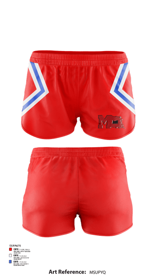 Womens Shorts, Marion High School Cheer, Cheer, Teamtime, Team time, sublimation, custom sports apparel, team uniforms, spirit wear, spiritwear, sports uniforms, custom shirts, team store, custom team store, fundraiser sports, apparel fundraiser