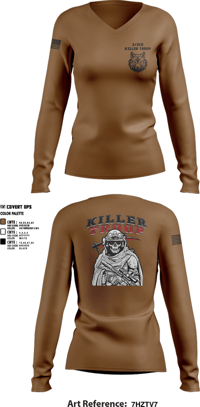 3/2CR Killer Troop 6220684 Women's Long Sleeve V-neck Shirt - 10
