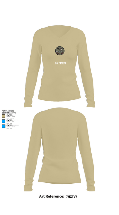F4 Frogs 56095578 Women's Long Sleeve V-neck Shirt - 82