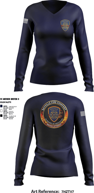 Womens Long Sleeve Vneck Shirt, BVFC, Fire Department, Teamtime, Team time, sublimation, custom sports apparel, team uniforms, spirit wear, spiritwear, sports uniforms, custom shirts, team store, custom team store, fundraiser sports, apparel fundraiser