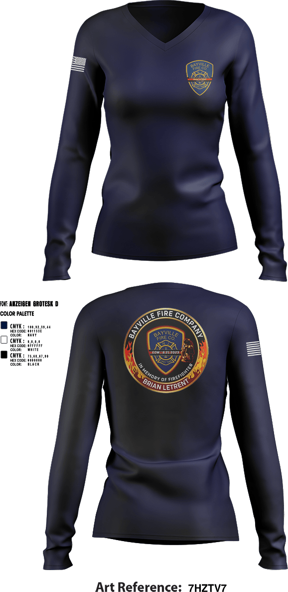Womens Long Sleeve Vneck Shirt, BVFC, Fire Department, Teamtime, Team time, sublimation, custom sports apparel, team uniforms, spirit wear, spiritwear, sports uniforms, custom shirts, team store, custom team store, fundraiser sports, apparel fundraiser
